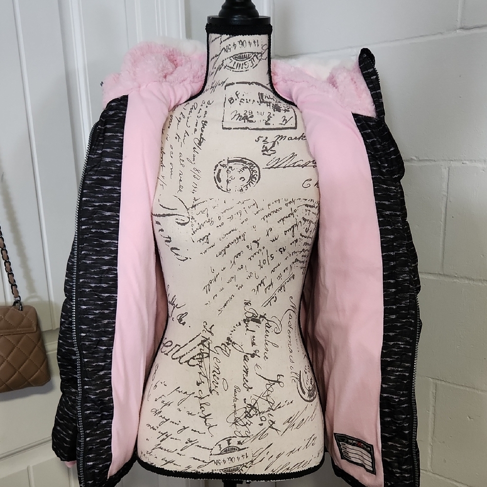 ZeroXposur Black Heathered Puffer Jacket with Pink Accents Youth XL - Picture 7 of 7